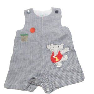 Samara Toddler Size 18 M Blue & White Romper Elephant Basketball Embroid